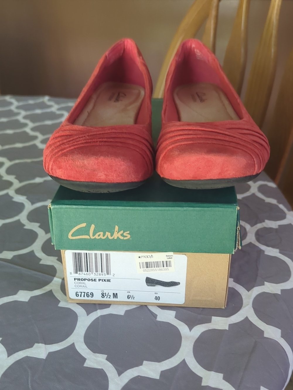 Clarks Coral Suede Pixie Flats for Women